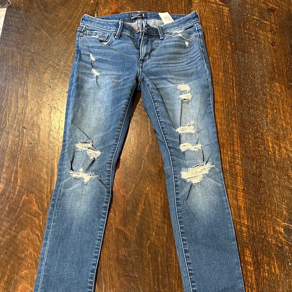 Abercrombie & Fitch Ripped Blue Skinny Jeans